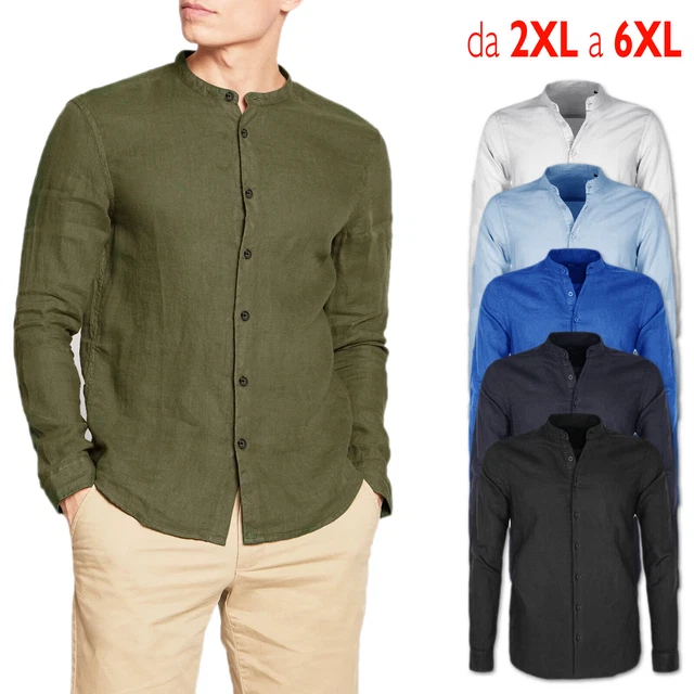 Chemise Homme De Lin Grande Taille De 2XL A 6XL Énorme Cou Coréen Veque