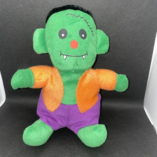 Kellytoy Frankenstein Halloween Green Monster Plush Purple Hair Stuffed Toy 12"