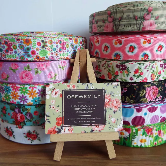 Per Metre Floral / Ditsy Grosgrain ribbon 22mm/25mm Party Cake/ Hair Bows/Craft
