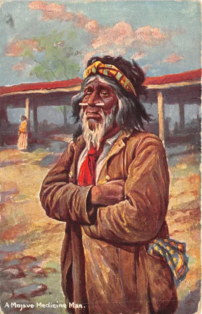 Lot244 mohave  a mojave medicine man postcard painting usa types folklore