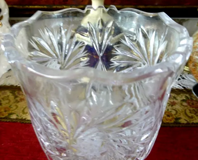 Vintage Large Bohemia  Cut Crystal Flower Vase 22cm tall 2