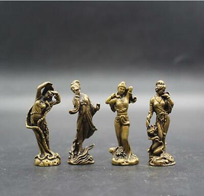 A set Chinese Old handmade brass bronze statue  Four beauties Statues