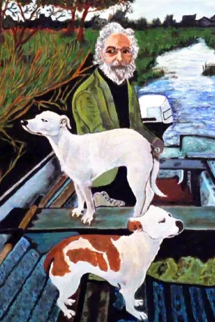 Man in Boat With Dogs Movie Painting Laminated Dry Erase Sign Poster 24x36