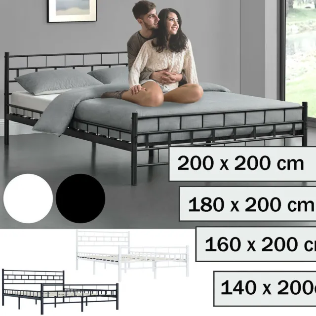 Metallbett Bettgestell Metall Bett Doppelbett Bettrahmen mit Lattenrost Auswahl