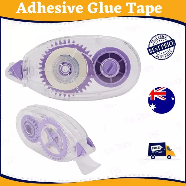 Permanent Adhesive Glue Tape Clear Double Sided Applicator Craft Roller 8m