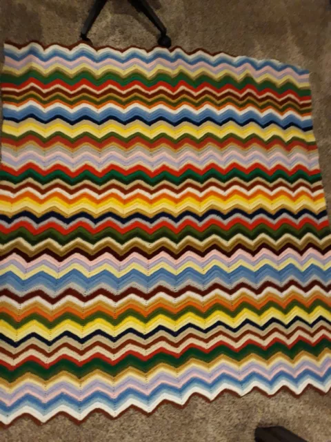 60s-70s Rainbow Afghan Blanket