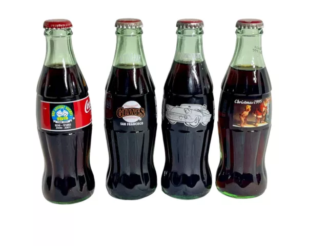 Vintage Lot Of 4 Commemorative Coca Cola Bottles Unopened Collectible
