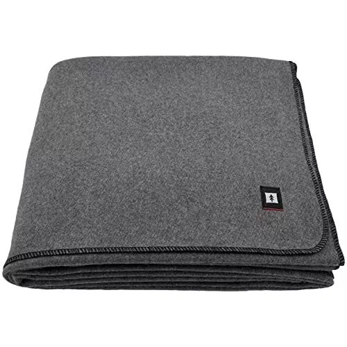 90% Wool Blanket, 90" x 66" Camping Blanket Wool Blanket Military Surplus Grey