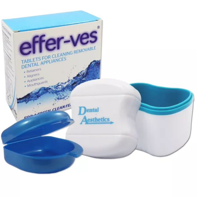Effer-Ves, Soaking Bath & Retainer Case ~ Box of 32 Cleaning Tablets Daily Use