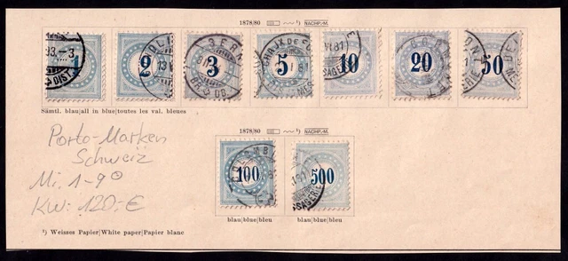 Schweiz 1878/80 Porto-Marken Mi. 1-9 gestempelt