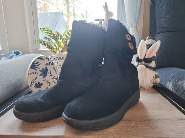 Skechers Tone Ups Boots Shape Ups Womens Size 10 Black Suede Leather 38710
