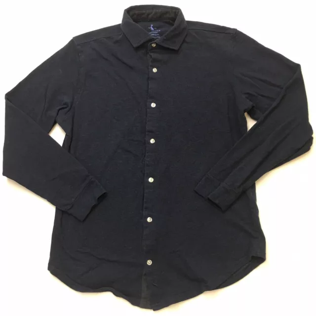 TAILORBYRD Hybrid Flannel Chamois Shirt Mens M Navy Blue Knit Cuff Long Sleeve