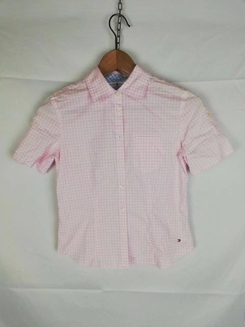 TOMMY HILFIGER CAMICIA CASUAL Maniche Corte Shirt Hemd Chemise Tg XS Donna