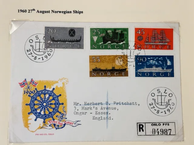 Norway  FDC First Day Cover 1960 NORWEGIAN SHIPS OSLO POSTMARK