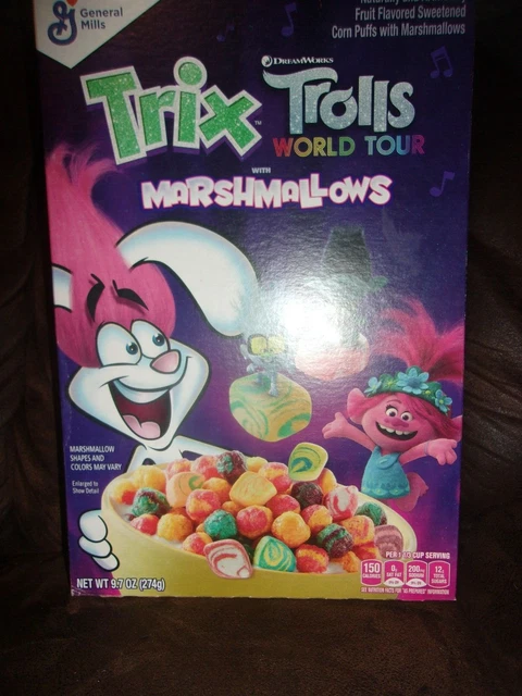 General Mills~Trix With Marshmallows~Trolls World Tour~2021~Cereal Box