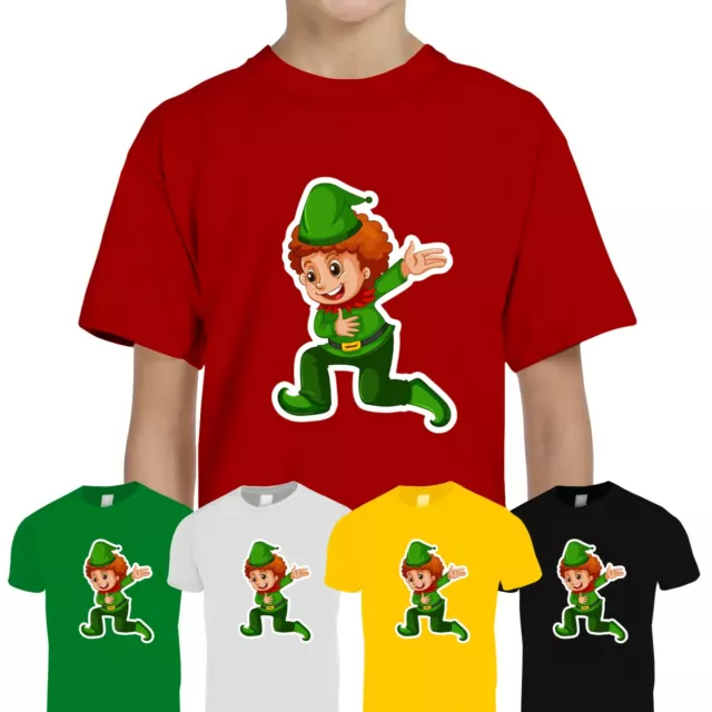 Kids Boys Girls Dabbing Dancing ELF Xmas Christmas Tee T-Shirt Top Tshirt Gift