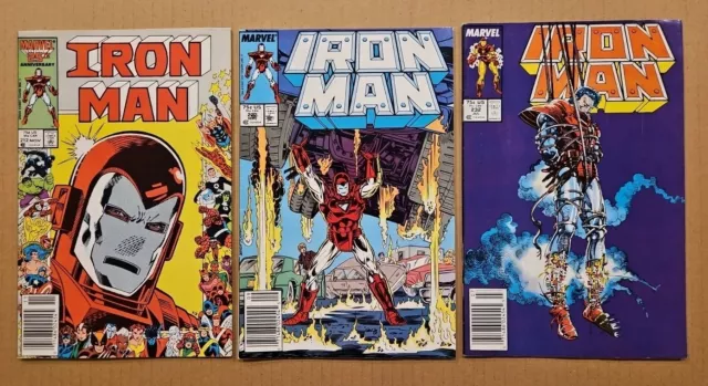 Iron Man #212, 222, 232 Lot of 3 Mark Jewelers Variants Marvel 1986-1988 VF avg