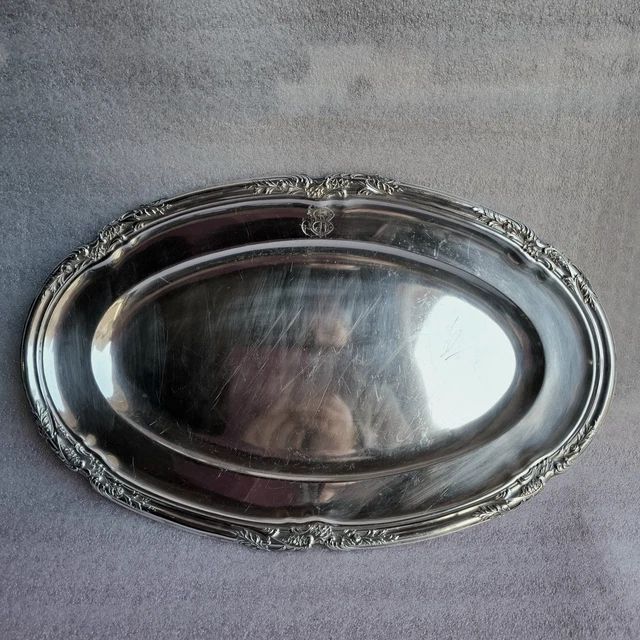 Plat à poisson , Miroir Argenté Perles, Perles Ambassade