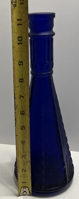 Frosted Mid Century Ornate Cobalt Bottle Morey Deep Blue From Spain