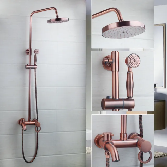 Bathroom 8" Antique Copper Shower System Tub Faucet Mixer Taps&Hand Spray