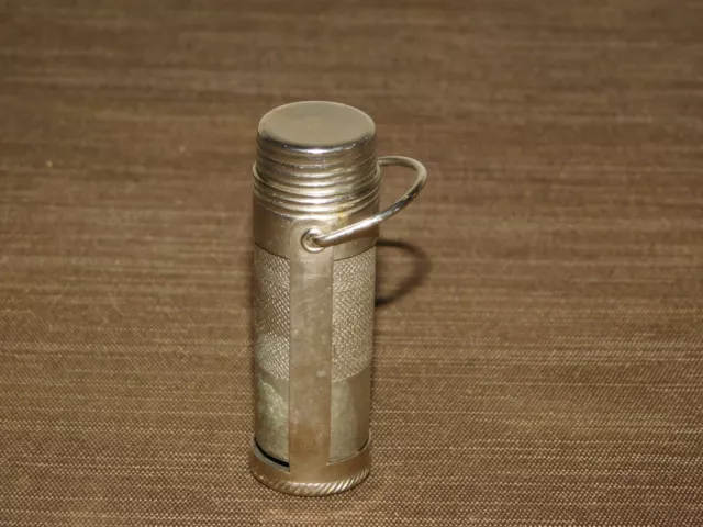 Vintage Tobacc Made In Hong Kong 2 3/4" High Metal Match Safe Holder Tube