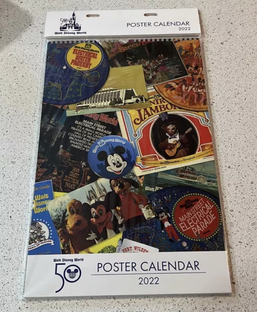 WALT DISNEY WORLD 50th Anniversary Poster Calendar 2022 11" x 14" Parks