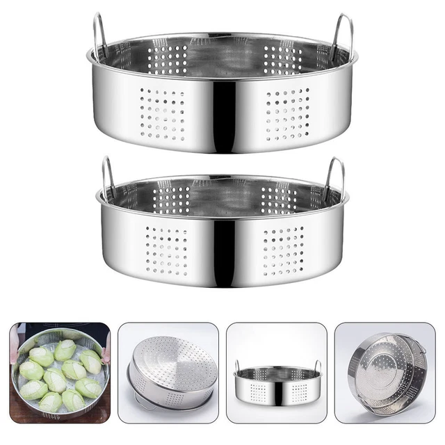 2 pz cesto piroscafo per verdure in acciaio inox argento