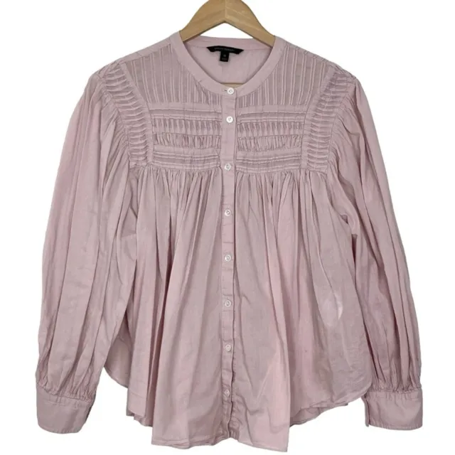 Banana Republic Top Womens Pintuck Swing Blouse Pink Size Medium