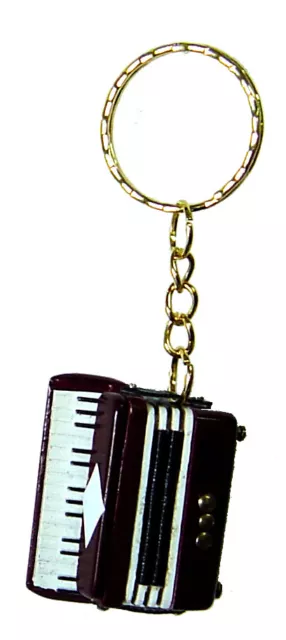 Accordion Squeezebox handmade miniature replica 1.25" key chain with black case