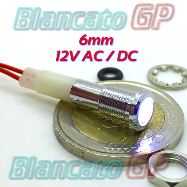 SPIA LED BIANCO 12V DC METALLO FLAT 6mm IP67 auto moto camper nautica segnalator