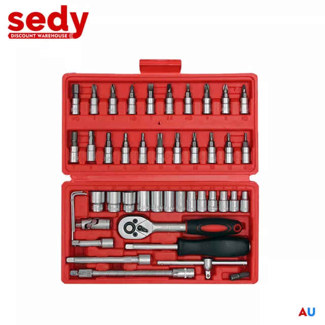 46Pcs Screwdriver Wrench Socket Set Ratchet Screwdriver Bit Torx Car Repair Tool