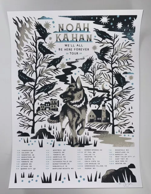 Noah Kahan Poster 2024 North American Tour Official Silkscreen #’d Limited Edtn