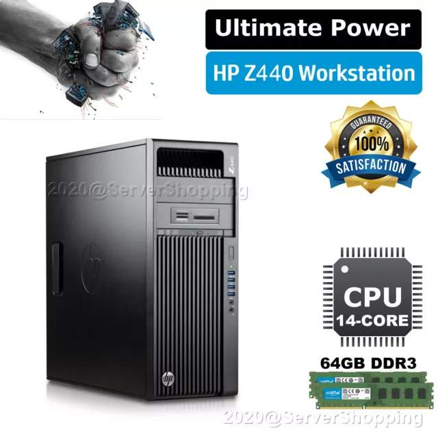 Estación de trabajo HP Z440 Xeon hasta 18 núcleos E5-2699v3 3,30 GHz 64 GB DDR4 1 TB SSD 6 TB HDD