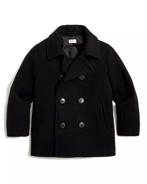 Crewcuts Black Wool Blend Childs Pea Coat Jacket Size 6-7