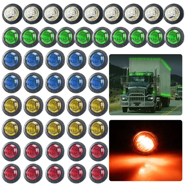 2/10/50x 3/4" 12V Marker Lights LED Truck Trailer Round Side Bullet Light Lamps