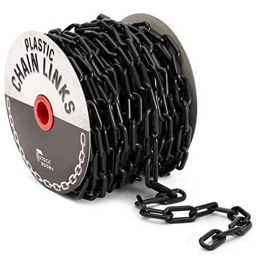 100 Foot Black Plastic Safety Chain Barrier for Crowd Control Queue Line Conc...