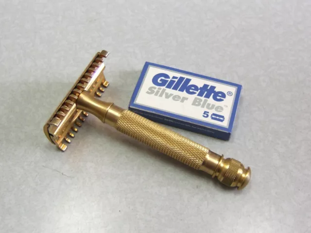Vintage Gillette Open Comb DE Safety Razor w NEW BALL HANDLE