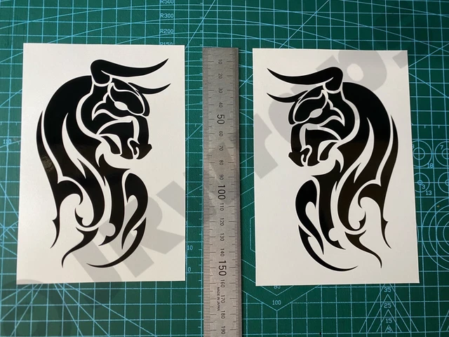2x Tribal Flame Helmet Decals - 220x55mm Gloss White For Motorbike, Tank