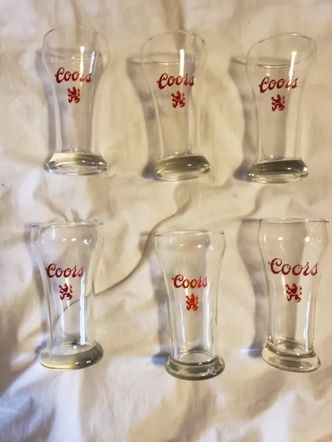 Set 6 Vtg 1970's COORS Libbey Small Pilsner 5.5" Beer Glass 6 oz