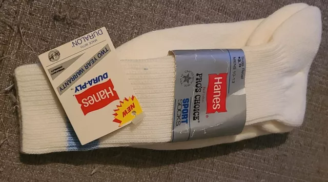 Unused NOS Hanes Tube Socks Blue Stripe Bar 70's 80's Pro's Choice Sport Socks