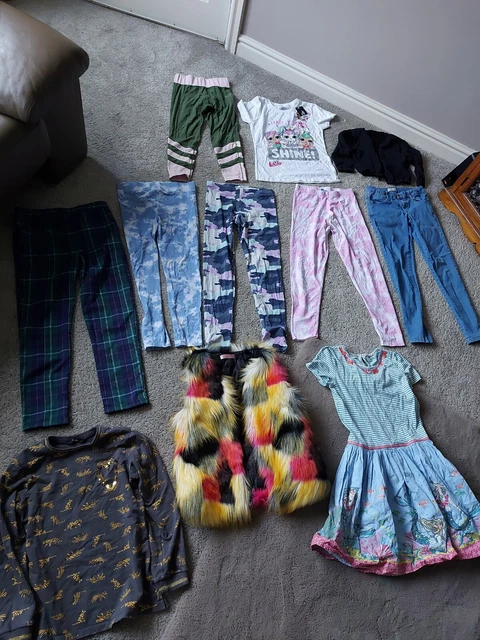Bundle age 10 11 12 Girls clothes monsoon m&s leggings fur gilet dress 11 items