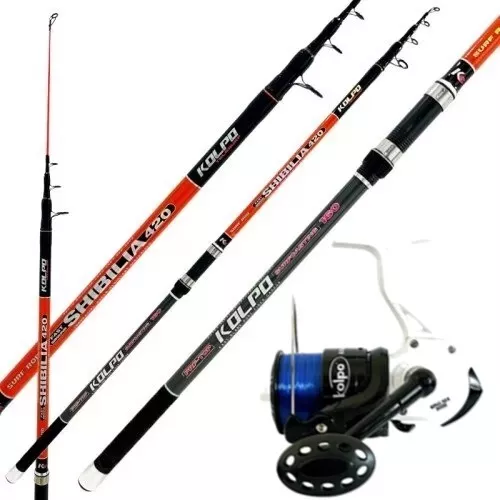 Kolpo Kit Combo Surf Casting Canna da pesca 4.2 mt 160 gr Mulinello 8000