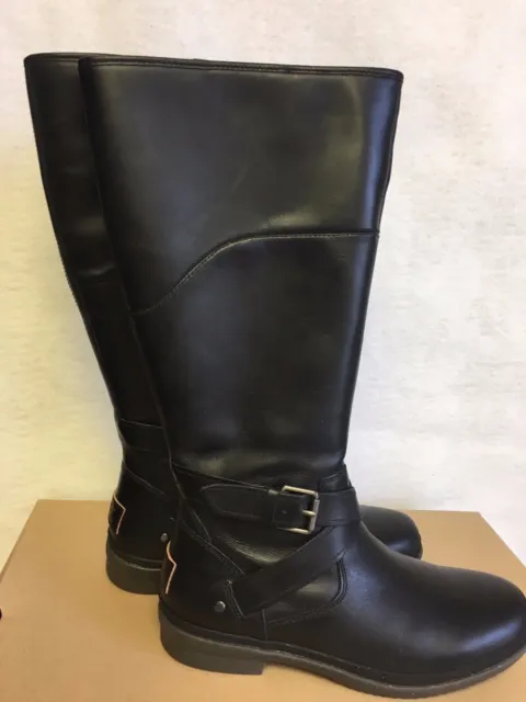 UGG EVANNA Stout TALL WATERPROOF LEATHER SNOW BOOTS Stout Black WOMENS 1012513 2