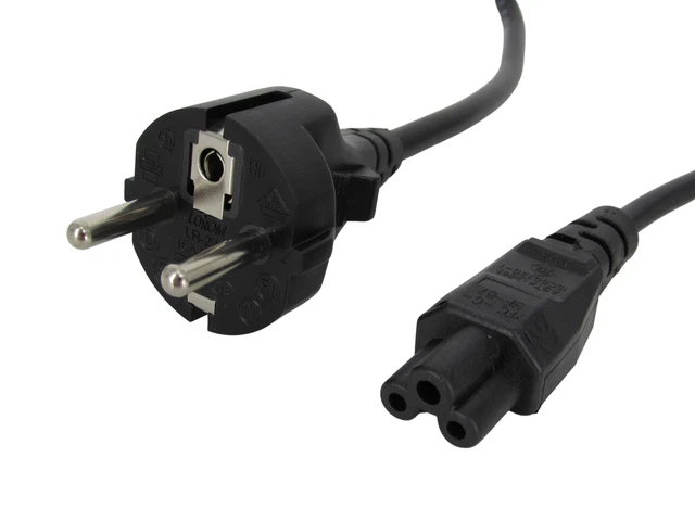 Cable De Poder Tipo Trébol C5, 1.5 Metros, Cable De Alimentación Con Conector C5 (tipo Trébol) En Un Extremo Y Enchufe Estándar En El Otro. Compatible Con Laptops, Cargadores Y Otros Dispositivos