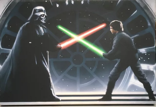 STAR WARS Luke Skywaker v’s Darth Vader Fight Used Canvas Wall Art Print 60x40cm