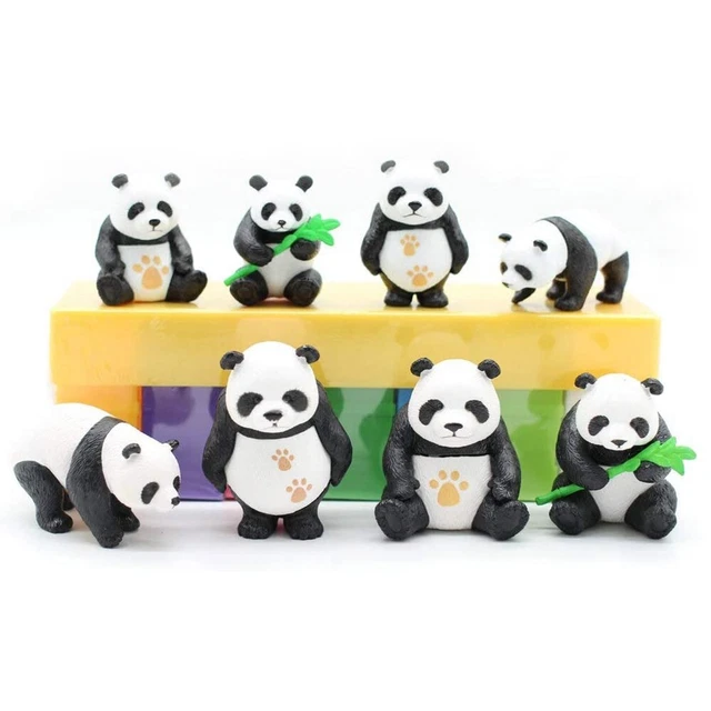 Adorables ornements miniatures panda en résine pour le jardinage et l'artisanat
