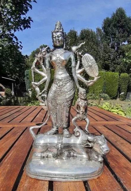 25CM SILBER BRONZE metall versilbert Shiva Buddha DURGA Figur Statue EUR  69,99 - PicClick DE