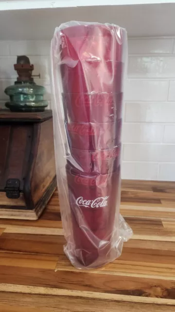 Brand New Coca-Cola Restaurant Red Plastic Tumblers Cups  Six (6)  24ozs