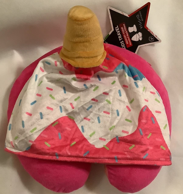 ice cream design sprinkles print, kids travel Memory  foam hooded neck Pillow