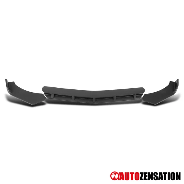 Universal 3PC Style Matte Black PP Front Bumper Spoiler Splitter Lip Body Kit